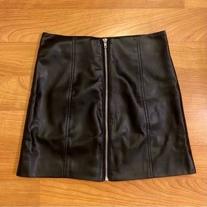 Forever 21 Black Leather Zip Mini Skirt